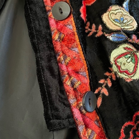 Vintage embroidered velvet floral boho jacket cottagecore size L - Picture 6 of 9